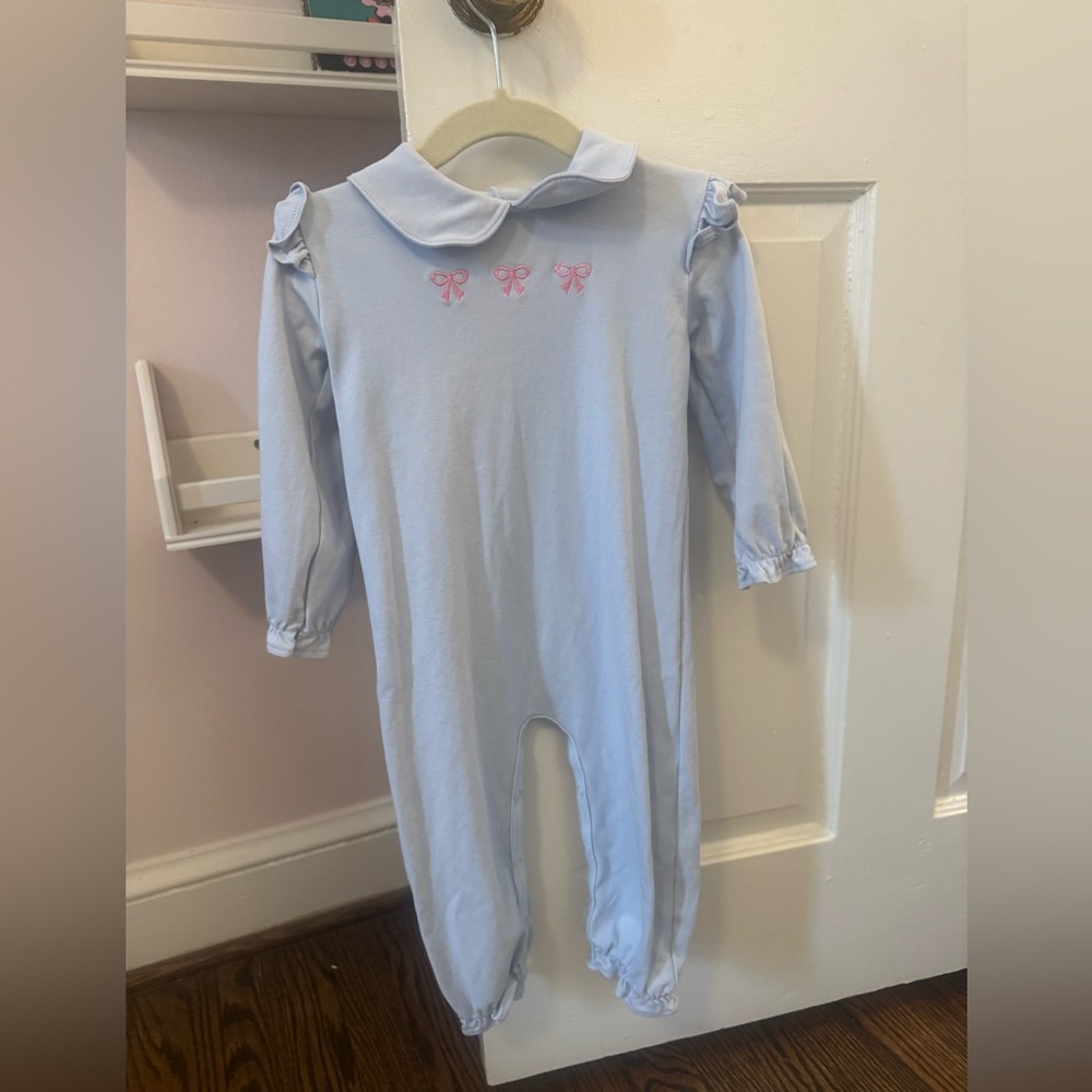 The Beaufort Bonnet Company Light Blue Ruffled Collar One-Piece